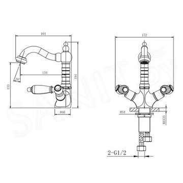 Смеситель для умывальника Caprigo Adria-classic Metal Edition 03M-526-VOT