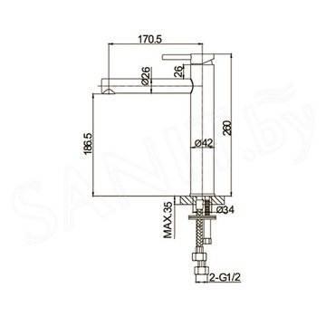 Смеситель для умывальника Caprigo Don 53-023-BRG