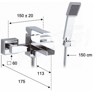 Смеситель для ванны Remer Qubika Cascata QC02