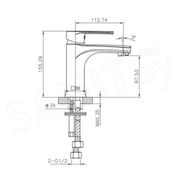 Смеситель для умывальника Caprigo Atlantic 51-020-CRM