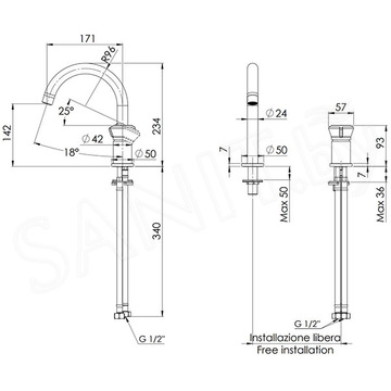 Смеситель для умывальника Remer Element ET57BG
