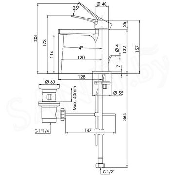 Смеситель для умывальника Remer Slash SL10