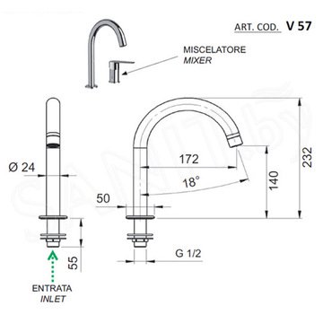 Смеситель для умывальника Remer Vanity V57
