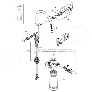 Смеситель для кухонной мойки Grohe Blue Pure BauCurve 30385000 в комплекте с фильтром