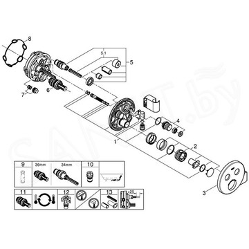 Смеситель встраиваемый Grohe Grohtherm SmartControl	29120000 термостатический