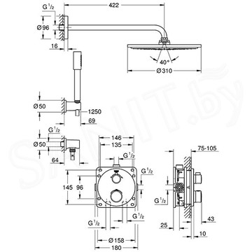 Душевая система скрытого монтажа Grohe Grohtherm 34731000