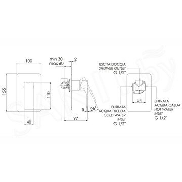 Смеситель скрытого монтажа Remer Absolute AU30BO