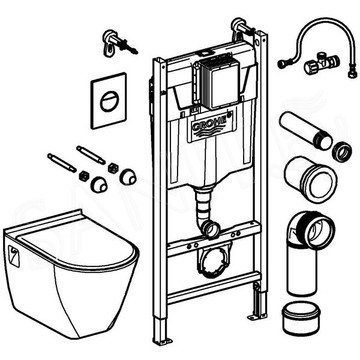 Комплект инсталляции Grohe Solido Compact 4 в 1 с подвесным унитазом Lecico Serel 38950000