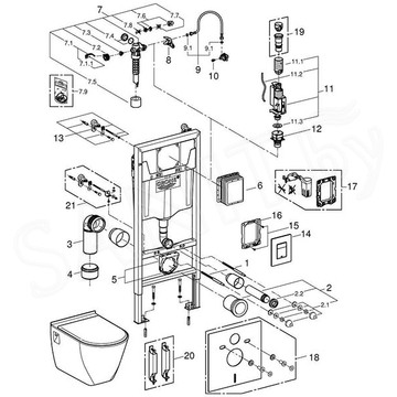 Комплект инсталляции Grohe Solido Perfect 4 в 1 с подвесным унитазом Lecico Serel 39186000