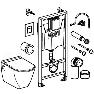 Комплект инсталляции Grohe Solido Perfect 4 в 1 с подвесным унитазом Lecico Serel 39186000