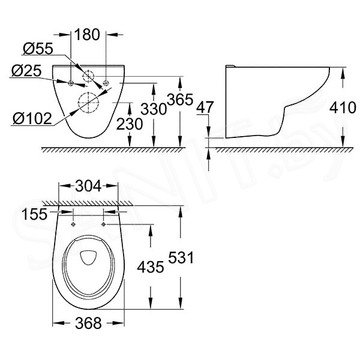 Комплект инсталляции Grohe Solido 5 в 1 с подвесным унитазом Bau Ceramic 39419000