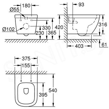 Комплект инсталляции Grohe Solido 5 в 1 с подвесным унитазом Euro Ceramic 39702000