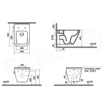 Подвесной унитаз Vitra Integra Square 7082B003-7209 с функцией биде и встроенным смесителем