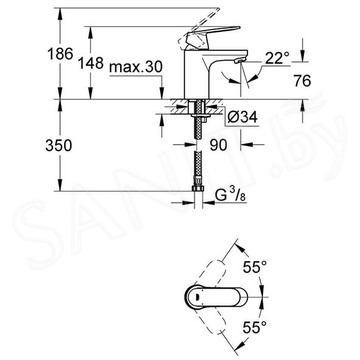 Смеситель для умывальника Grohe Eurosmart Cosmopolitan 32824000