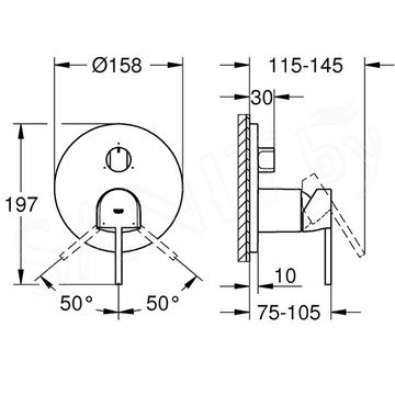 Смеситель встраиваемый Grohe Plus 24093003 (3 функции)