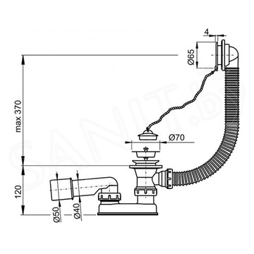 Сифон для ванны AlcaPlast A501-BL-01