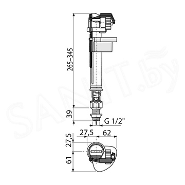 Впускной механизм AlcaPlast с нижней подводкой для керамических бачков A17-1/2"-BL-01