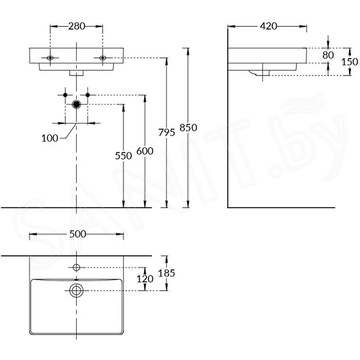 Умывальник Kerama Marazzi Pro PROR.wb.50 / PROR.wb.55