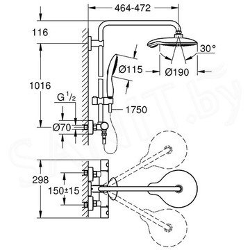 Душевая стойка Grohe Euphoria Power&Soul 190 26186000 с термостатом