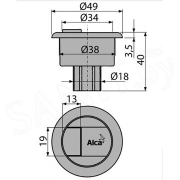 Кнопка для сливного механизма AlcaPlast A08A V0296-ND