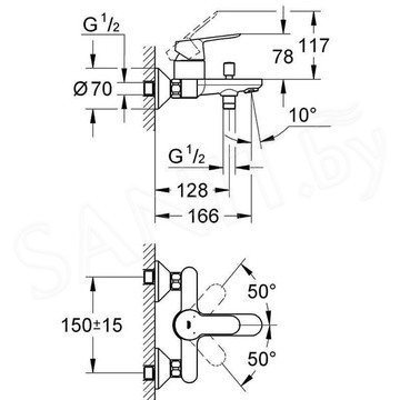 Смеситель для ванны Grohe BauEdge 23334000