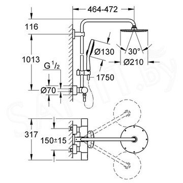 Душевая стойка Grohe Rainshower 210 27967000 с термостатом