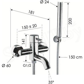 Смеситель для ванны Remer X Style X02BG