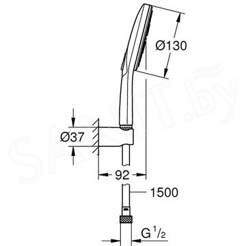 Душевая лейка со шлангом Grohe RainShower SmartActive 130 26581000