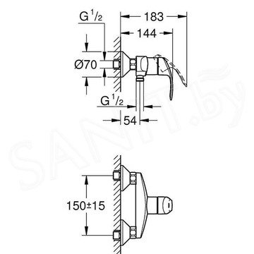 Смеситель для душа Grohe Eurosmart 33555002