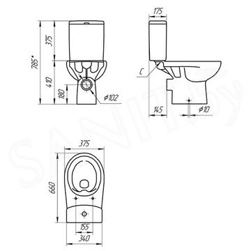 Напольный унитаз Cersanit Nature Clean On 011 3/5 DPL EO slim / 65410