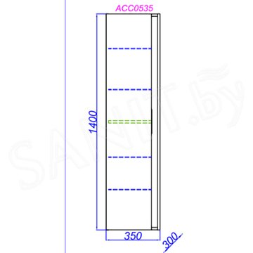 Пенал Aqwella Accent 35 подвесной дуб золотой