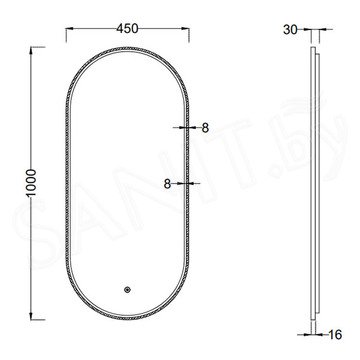 Зеркало Roxen Grown 510200-100B в черной алюминиевой раме