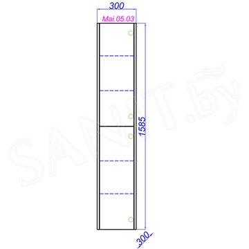 Пенал Aqwella Майами 30 / 40 подвесной дуб сонома