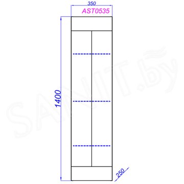 Пенал Aqwella Astrid 35 подвесной дуб давос