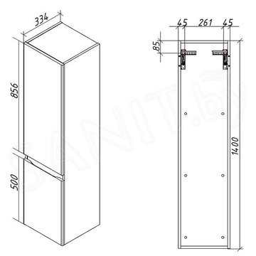 Пенал Caprigo Forte 36150L-SF027 / 36150R-SF027