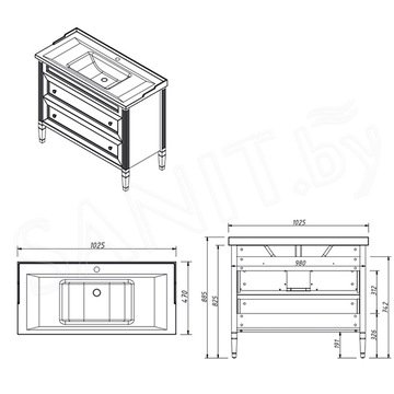 Тумба под умывальник Caprigo Albion Concept 100 34014-TP811