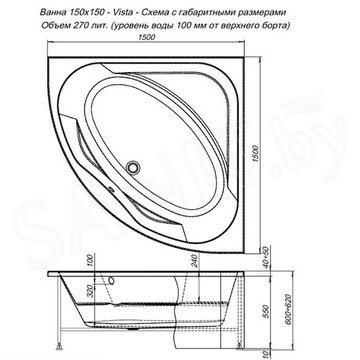 Акриловая ванна Aquanet Vista