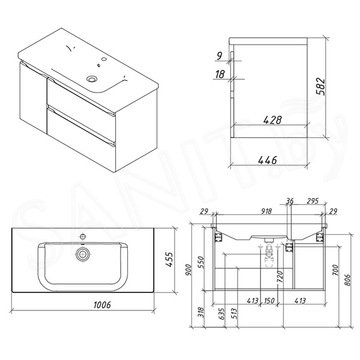 Тумба под умывальник Caprigo Forte 100 36115R-SF028 / 120 36117R-SF028