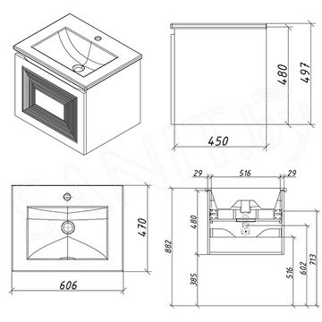 Тумба под умывальник Caprigo Modo Quarta 60 35711-SF019 / 80 35713-SF019 / 100 35715-SF019