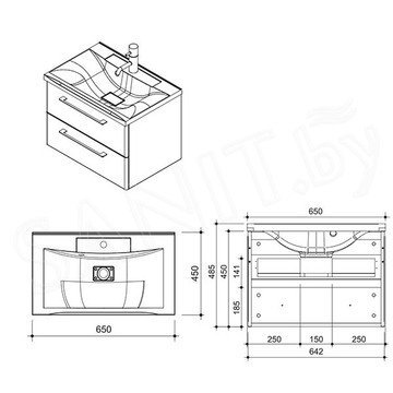 Тумба под умывальник Caprigo Accord 65 2219-SF019 / 80 2212-SF019 / 90 2218-SF019 / 100 2221-SF019 / 120 2215-SF019