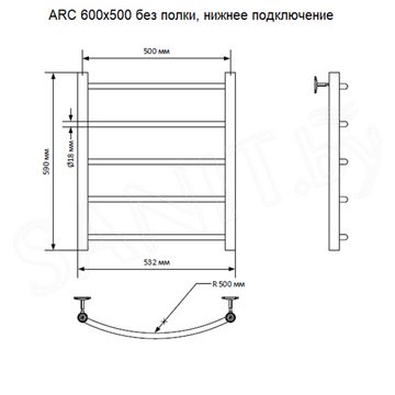 Полотенцесушитель Indigo Arc нижнее подключение