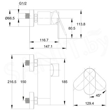 Смеситель для душа Cersanit Elio 63046