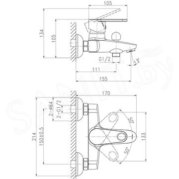 Смеситель для ванны Cersanit Cari 63026