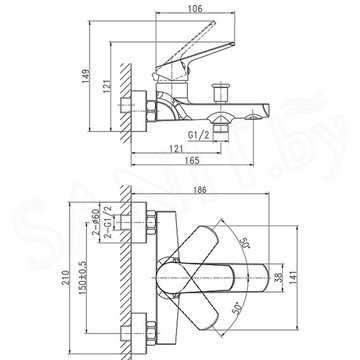 Смеситель для ванны Cersanit Flavis 64509