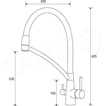 Смеситель для кухонной мойки Paulmark Siegen Si213111-308 / Si213111-418(BLM) с подключением к фильтру воды