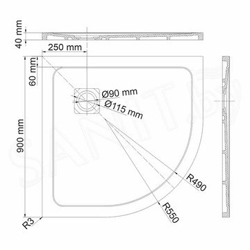 Душевой поддон Wasserkraft Dinkel 58T01