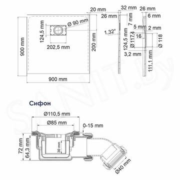 Душевой поддон Wasserkraft Main 41T03