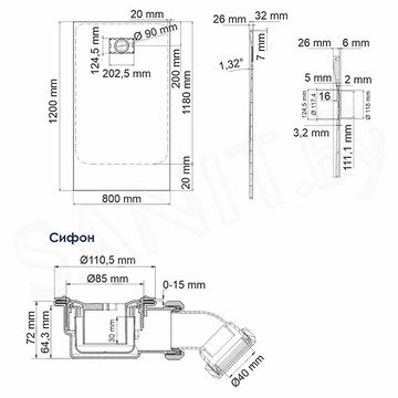 Душевой поддон Wasserkraft Main 41T06 / 41T07