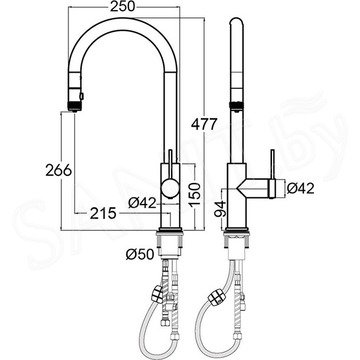 Смеситель для кухонной мойки Paulmark Galant Ga213077-BS / Ga213077-CR с подключением к фильтру воды