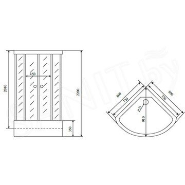 Душевая кабина Timo Standart Т-6680 Silver Fabric